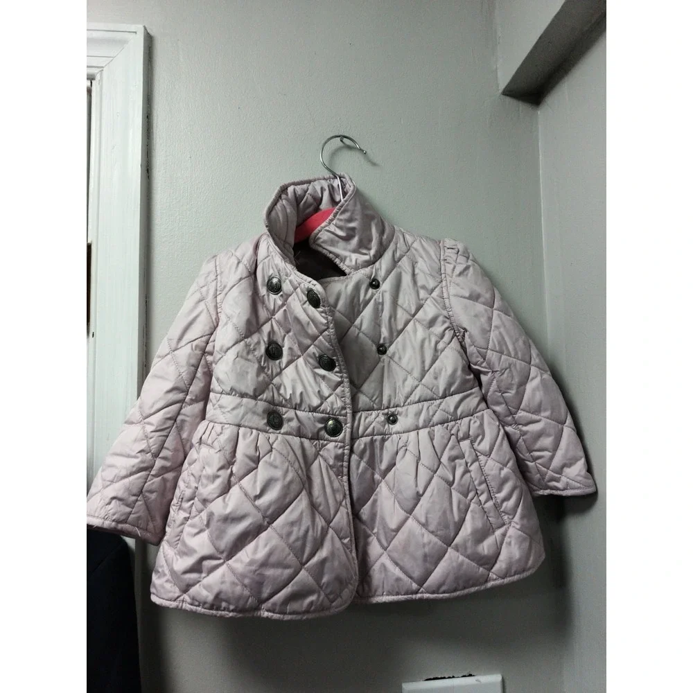 Ralph Lauren Baby Girls Plain Weave Quilted Jacket Pink Pockets Size 24 Months